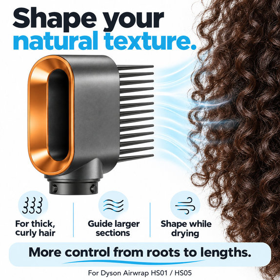 Češalj sa širokim zupcima za Dyson Airwrap HS01, HS05, Nickel / Copper