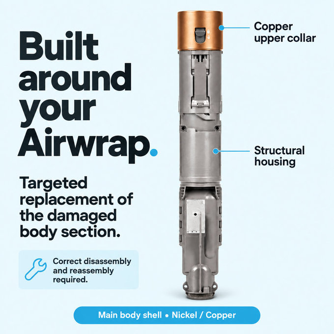 Kućište glavnog tijela za Dyson Airwrap HS01, HS05, Nickel / Copper