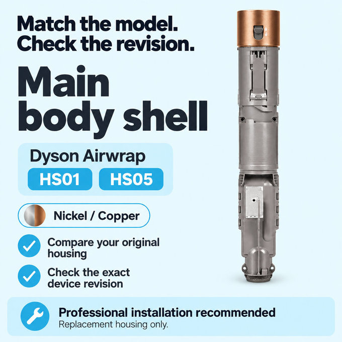 Kućište glavnog tijela za Dyson Airwrap HS01, HS05, Nickel / Copper