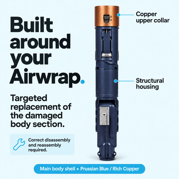 Kućište glavnog tijela za Dyson Airwrap HS01, HS05, Prussian Blue / Rich Copper