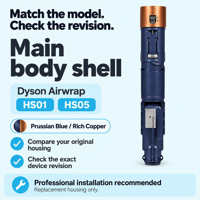 Kućište glavnog tijela za Dyson Airwrap HS01, HS05, Prussian Blue / Rich Copper