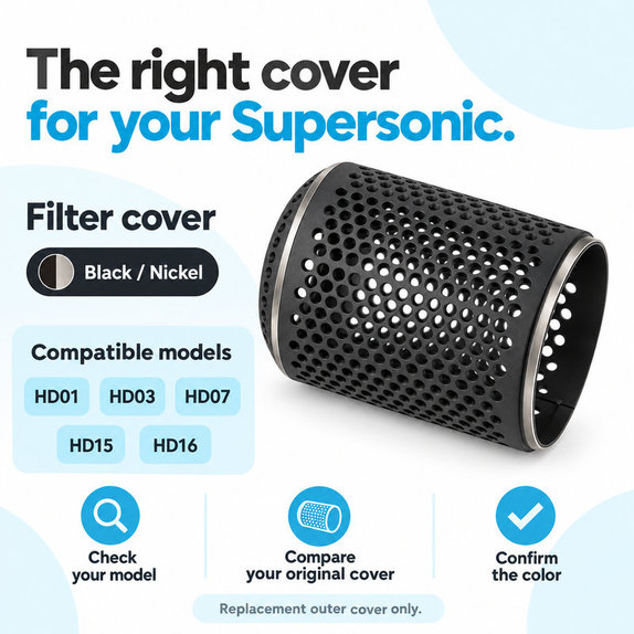 Poklopac filtra za Dyson Supersonic HD01, HD03, HD07, HD15, HD16, Black / Nickel