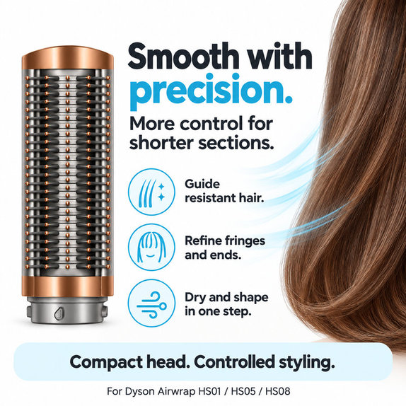 Mala čvrsta četka za zaglađivanje za Dyson Airwrap HS01, HS05, HS08, Nickel / Copper