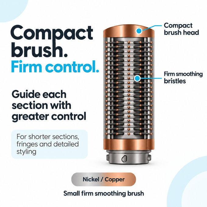 Mala čvrsta četka za zaglađivanje za Dyson Airwrap HS01, HS05, HS08, Nickel / Copper