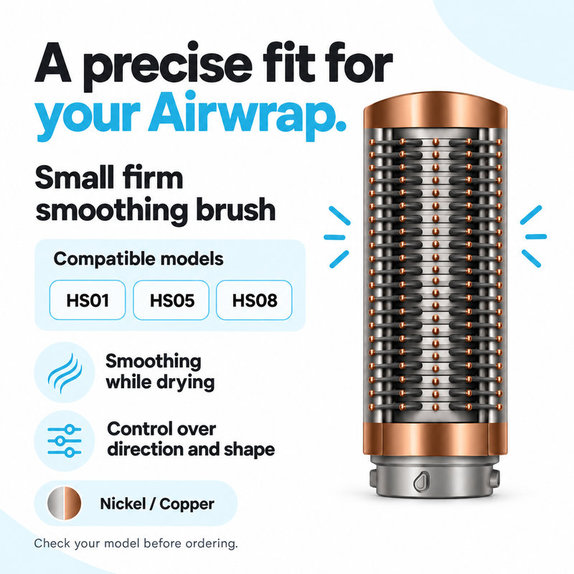 Mala čvrsta četka za zaglađivanje za Dyson Airwrap HS01, HS05, HS08, Nickel / Copper