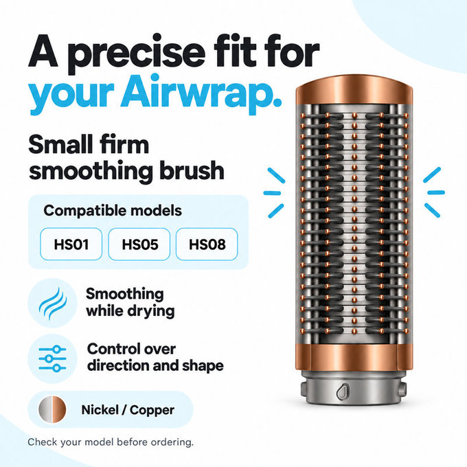 Mala čvrsta četka za zaglađivanje za Dyson Airwrap HS01, HS05, HS08, Nickel / Copper