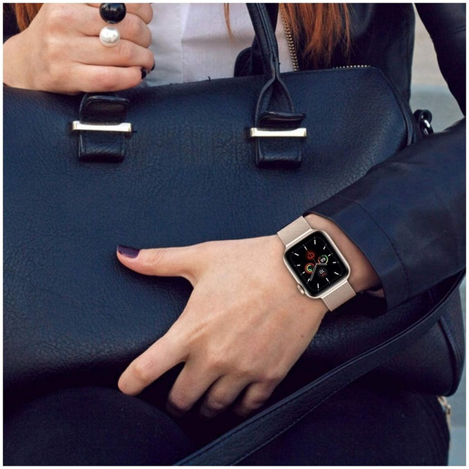 Remen Milaneseband za Apple Watch 8 / 9 / 10 / 11 / SE (40 / 41 / 42 mm), Rose Gold, Tech-Protect