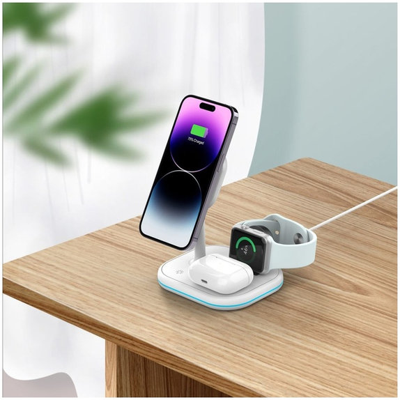 Bežični punjač QI15W-A27 3IN1 Magnetic MagSafe, bijela, Tech-Protect