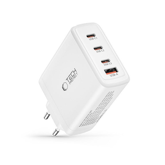 Mrežni punjač NC100W-GAN 4-PORT PD 100W / QC3.0, bijela, Tech-Protect