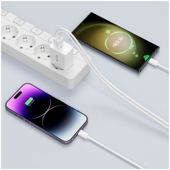 Mrežni punjač C35W 2-PORT PD 35W, bijela, Tech-Protect