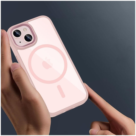 Maskica MagMat MagSafe za iPhone 15, ružičasta/prozirna, Tech-Protect