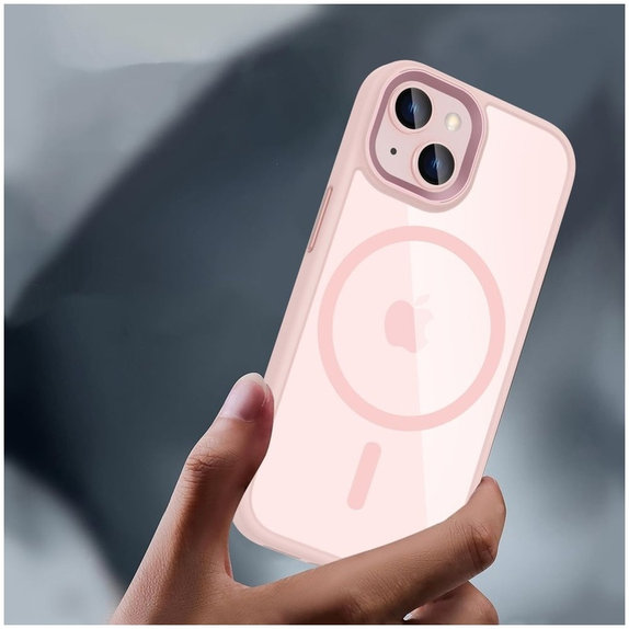 Maskica MagMat MagSafe za iPhone 15, ružičasta/prozirna, Tech-Protect