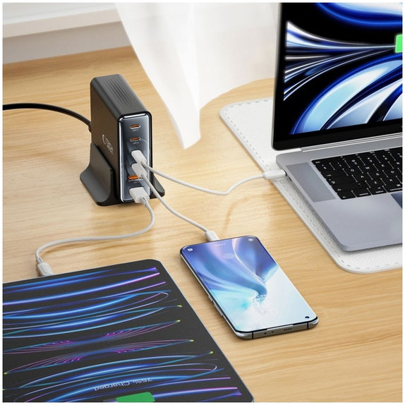 Mrežni punjač DC80W-GAN 6-PORT PD 80W / QC3.0, crna, Tech-Protect