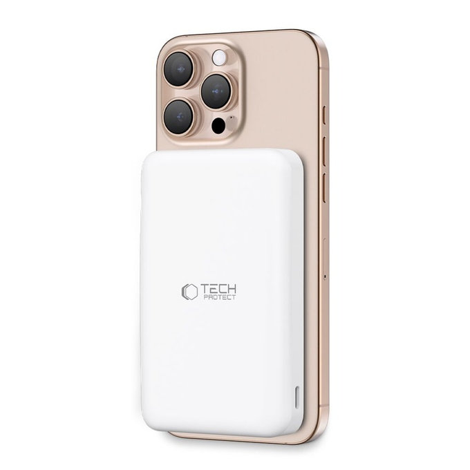 Powerbank PB24 Lifemag Qi2 MagSafe 10000mAh, bijela, Tech-Protect