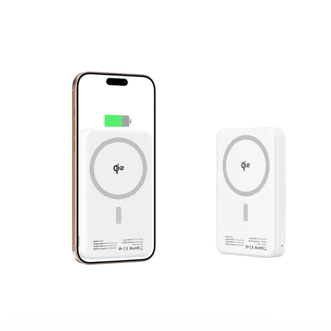 Powerbank PB24 Lifemag Qi2 MagSafe 10000mAh, bijela, Tech-Protect