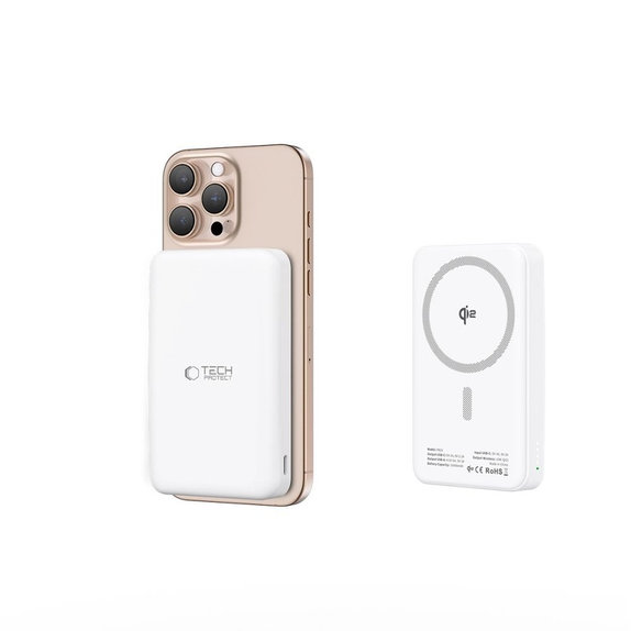 Powerbank PB24 Lifemag Qi2 MagSafe 10000mAh, bijela, Tech-Protect