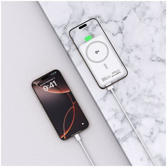 Powerbank PB24 Lifemag Qi2 MagSafe 10000mAh, bijela, Tech-Protect