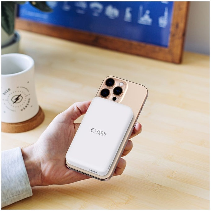 Powerbank PB24 Lifemag Qi2 MagSafe 10000mAh, bijela, Tech-Protect