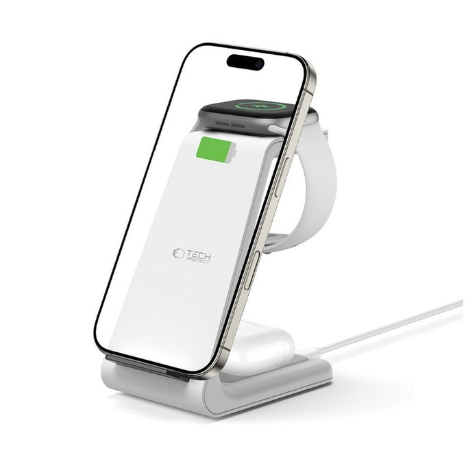 Bežični punjač QI15W-A36 3IN1 for Apple, bijela, Tech-Protect