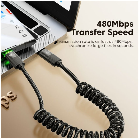 Kabel UB20T Ultraboost USB-C Cable PD 100W / 5A 180CM, crna, Tech-Protect