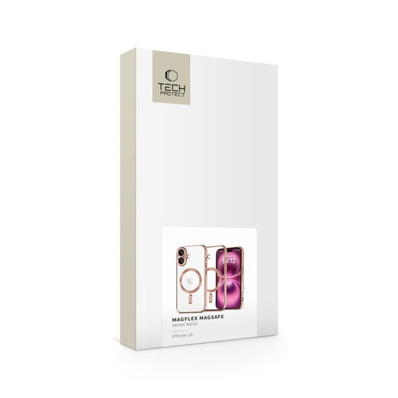 Maskica MagFlex MagSafe za iPhone 16 Shiny Rose, Tech-Protect
