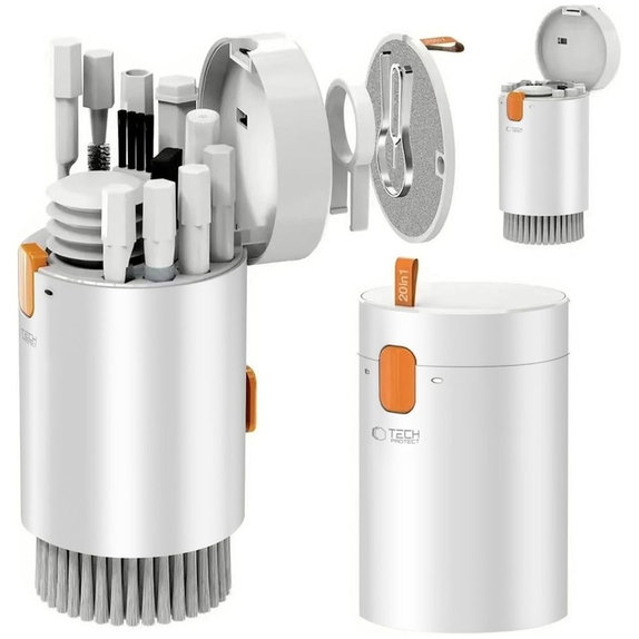 Set za čišćenje CS01 20 u 1 za elektroniku, bijela, Tech-Protect