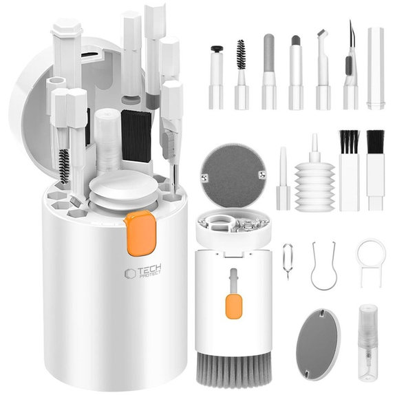 Set za čišćenje CS01 20 u 1 za elektroniku, bijela, Tech-Protect