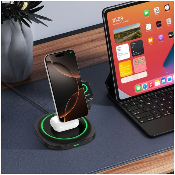 Bežični punjač QI15W-A46 3IN1 Magnetic MagSafe, crna, Tech-Protect