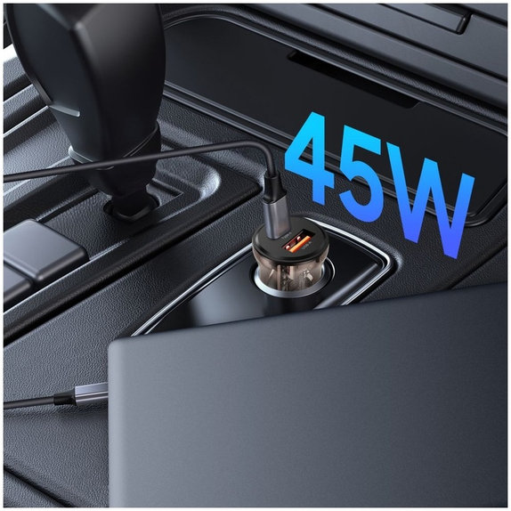 Auto punjač CC01 2-PORT PD 45W / QC3.0, crna, Tech-Protect