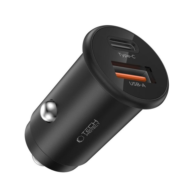 Auto punjač CC02 2-PORT PD 35W / QC3.0, crna, Tech-Protect