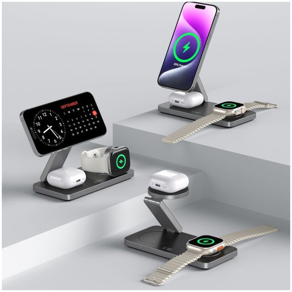 Bežični punjač QI15W-A47 3IN1 Magnetic MagSafe, crna, Tech-Protect