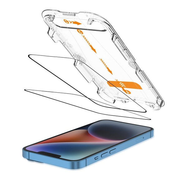 Kaljeno staklo Quick Set+ 2-PACK za iPhone 13 / 13 Pro / 14 / 16E / 17E, crna, Tech-Protect