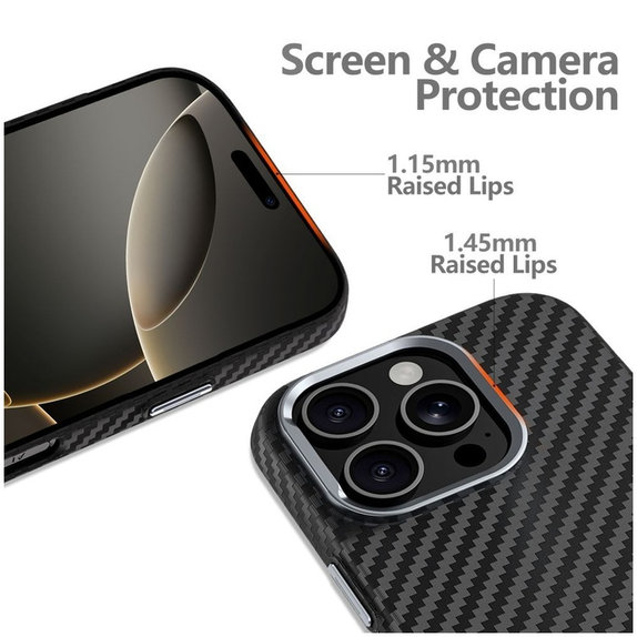Maskica Ion Carbon MagSafe za Samsung S25 Ultra, crna/srebrna, Tech-Protect