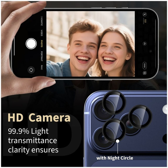 Zaštita kamere Camring Fit+ za iPhone 14 Pro / Max / 15 Pro / Max / 16 Pro / Max / 17 Pro / Max, prozirna, Tech-Protect