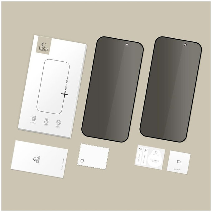 Privacy kaljeno staklo Glass Spy+ 2-PACK za iPhone 16 Pro / 17 / 17 Pro, privacy, Tech-Protect