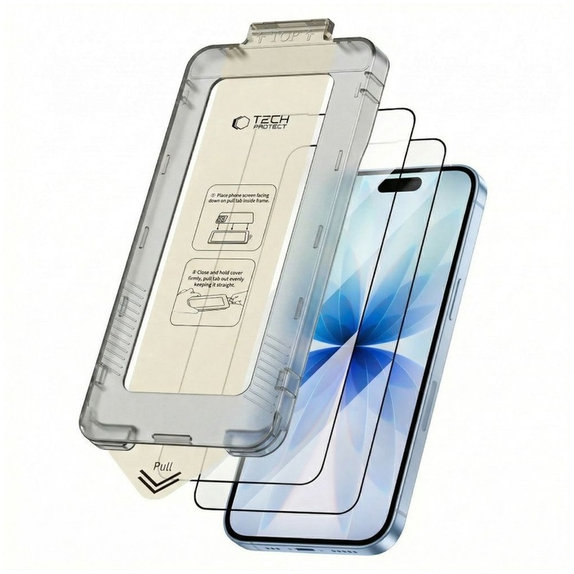 Kaljeno staklo Quick Set+ 2-PACK za iPhone 17, crna, Tech-Protect