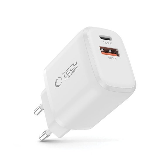 Mrežni punjač NCA20 2-PORT PD 20W / QC3.0, bijela, Tech-Protect