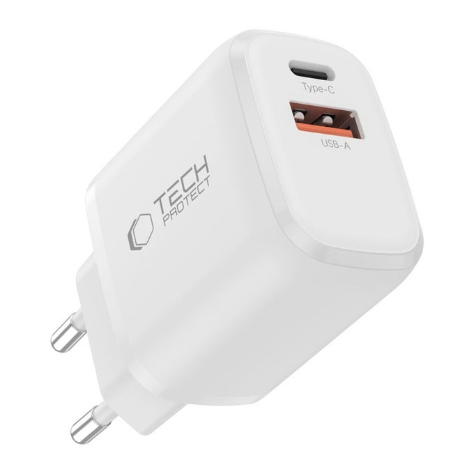 Mrežni punjač NCA20 2-PORT PD 20W / QC3.0 + Lightning Cable, bijela, Tech-Protect