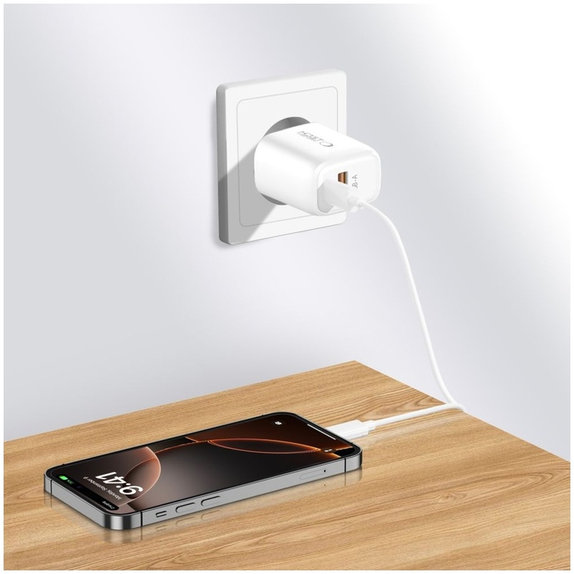 Mrežni punjač NCA20 2-PORT PD 20W / QC3.0 + Lightning Cable, bijela, Tech-Protect