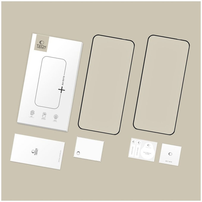 Kaljeno staklo Glass Fit+ 2-PACK za Motorola Edge 50 Neo / 60 Neo, crna, Tech-Protect