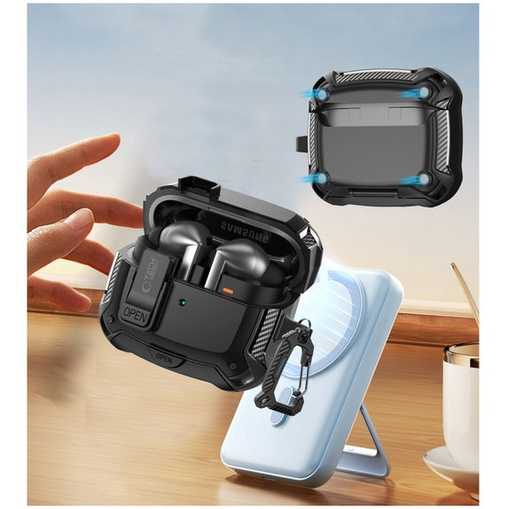 Maskica za slušalice Carbonox MagSafe za Samsung Buds 3 / 3 FE / 3 Pro, crna, Tech-Protect