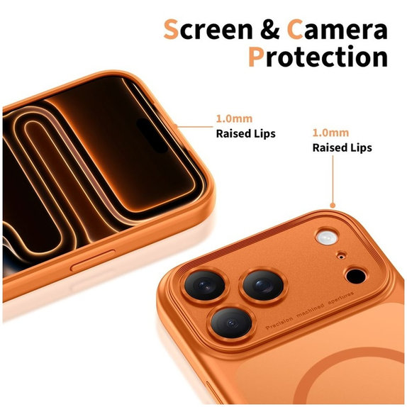 Maskica MagPeak MagSafe CC za iPhone 17 Pro Max, Matte Cosmic Orange, Tech-Protect