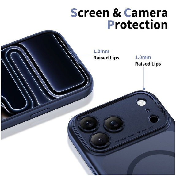 Maskica MagPeak MagSafe CC za iPhone 17 Pro, Matte Deep Blue, Tech-Protect