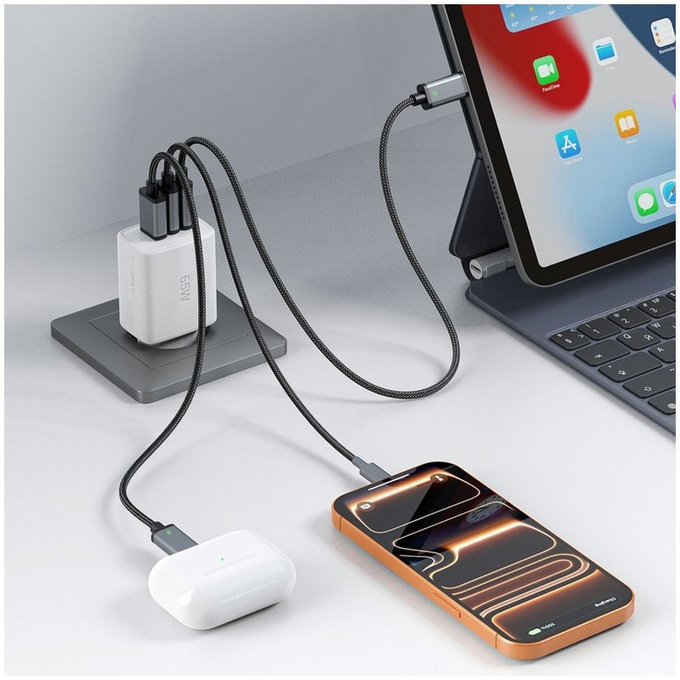Mrežni punjač NCA65W-GAN 3-PORT PD 65W / QC3.0, bijela, Tech-Protect