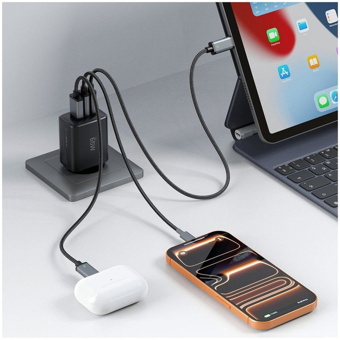 Mrežni punjač NCA65W-GAN 3-PORT PD 65W / QC3.0, crna, Tech-Protect