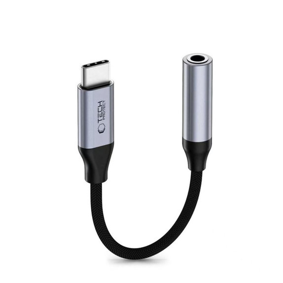 Adapter Ultraboost USB-C To Mini Jack 3.5MM DAC, Iron Grey, Tech-Protect