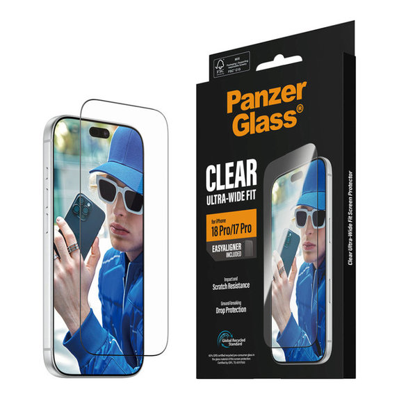 Kaljeno staklo UWF s aplikatorom za iPhone 18 Pro/17 Pro, Crna, PanzerGlass