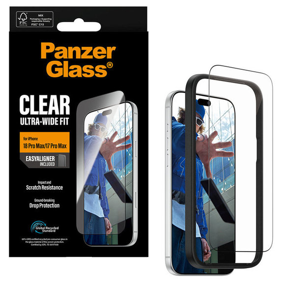 Kaljeno staklo UWF s aplikatorom za iPhone 18 Pro Max/17 Pro Max, Crna, PanzerGlass