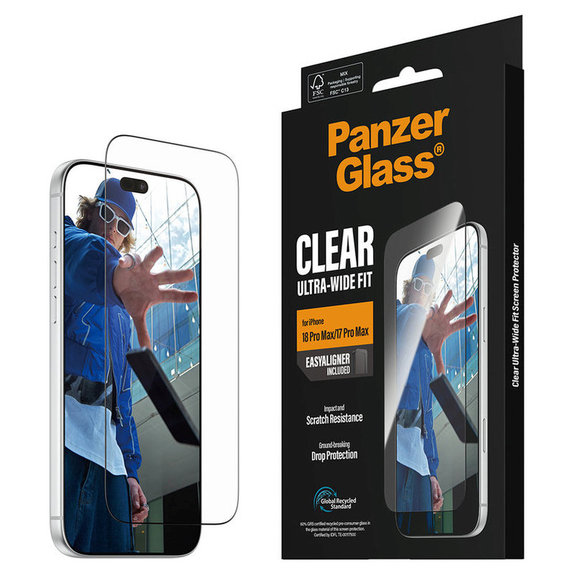 Kaljeno staklo UWF s aplikatorom za iPhone 18 Pro Max/17 Pro Max, Crna, PanzerGlass