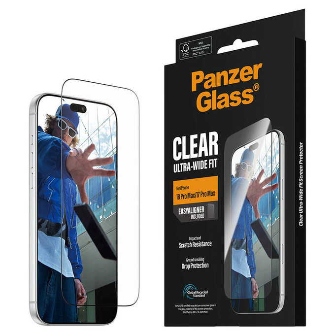 Kaljeno staklo UWF s aplikatorom za iPhone 18 Pro Max/17 Pro Max, Crna, PanzerGlass